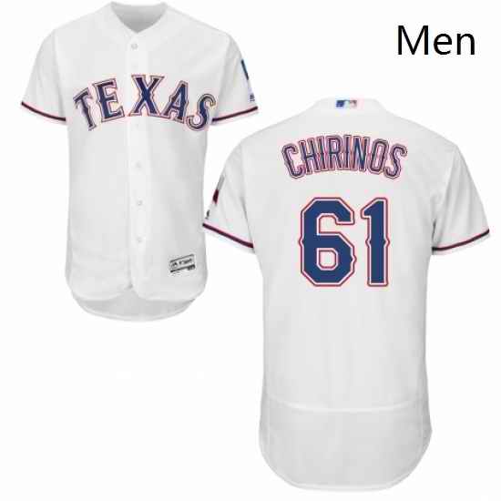 Mens Majestic Texas Rangers 61 Robinson Chirinos White Home Flex Base Authentic Collection MLB Jersey